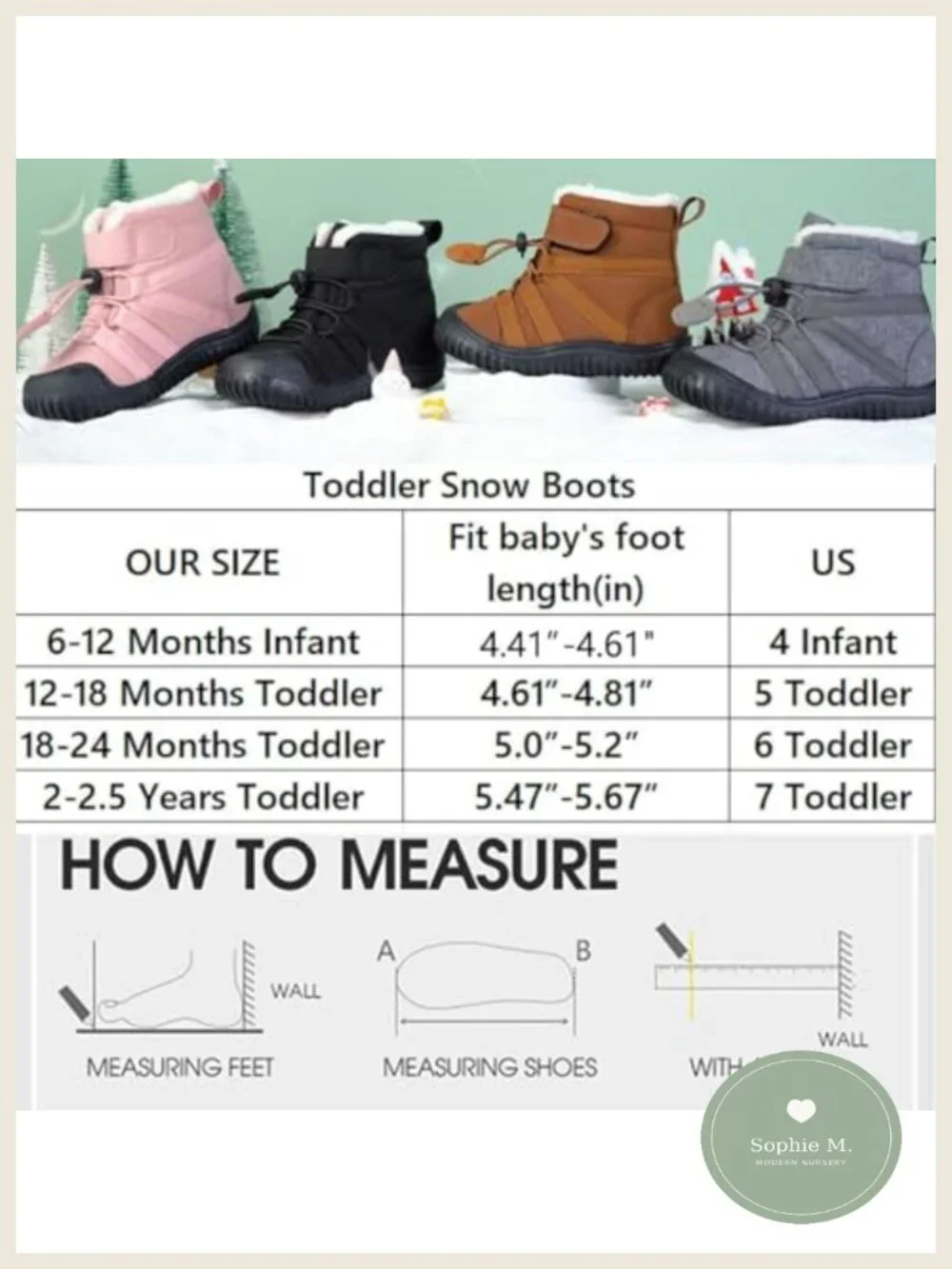 Toddler Winter Snow Boots Boys Girls Faux Fur Lined Anti-Slip